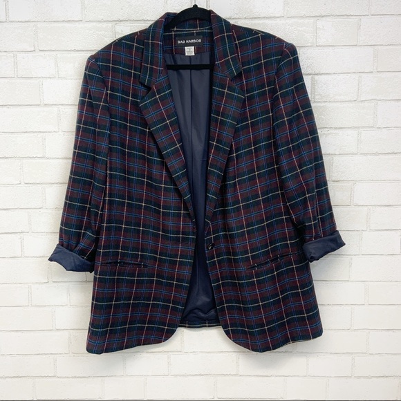 Vintage Jackets & Blazers - VTG Sag Harbor Tartan/Plaid Blazer (S3)